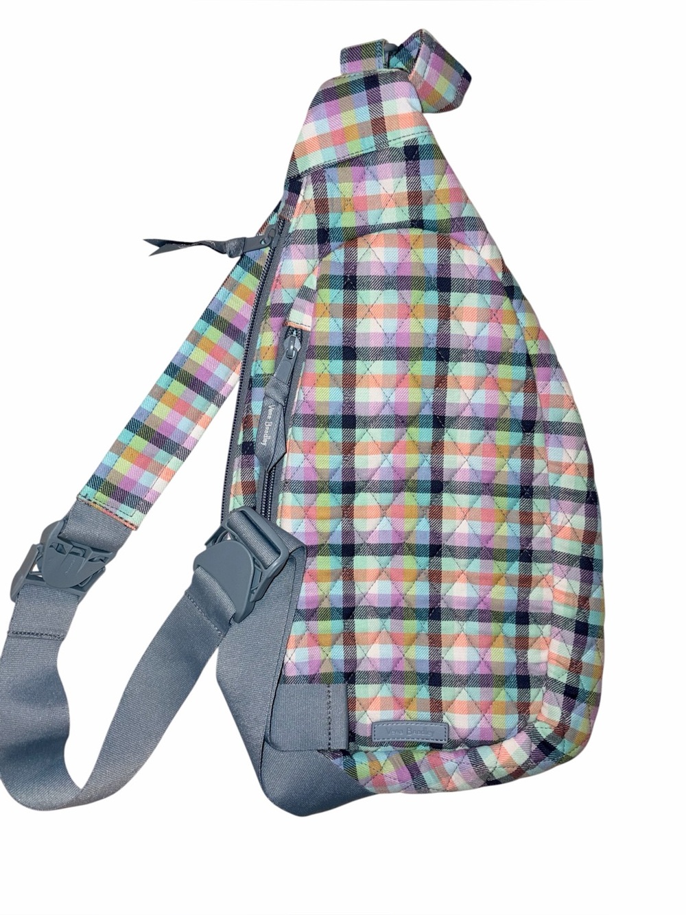 Vera Bradley Gingham Plaid Multi-Color Sling Backpack Quilted